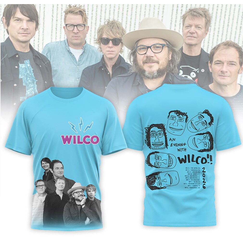 Wilco An Evening With Wilco 2026 Tour Blue Graphic Hoodie Music Merchandise Wilco An Evening With Wilco 2026 Tour Blue Graphic Hoodie Music Merchandise