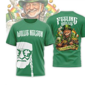 Willie Nelson Feeling Lucky St. Patrick's Day Green Graphic T Shirt Irish Clover Shirt