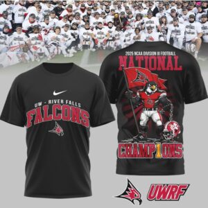 Wisconsin River Falls Falcons Official 2025 NCAA DIVISION III FOOTBALL NATIONAL CHAMPIONS 3D Shirt