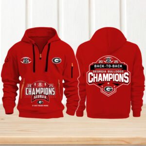 georgia bulldogs 2025 back to back sec champions red hoodie