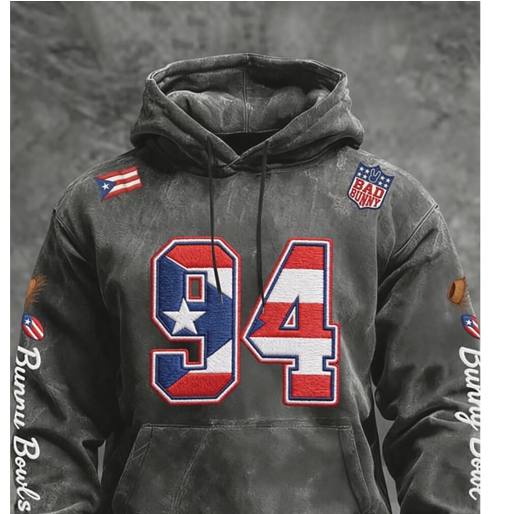 Vintage 90s Puerto Rico Flag Number 94 Graphic Hoodie Game Day Sweatshirt Vintage 90s Puerto Rico Flag Number 94 Graphic Hoodie Game Day Sweatshirt