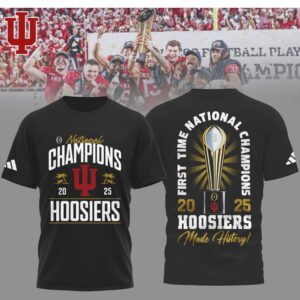 2025 National Champions Indiana Hoosiers First Time Made History Trophy Graphic T Shirt