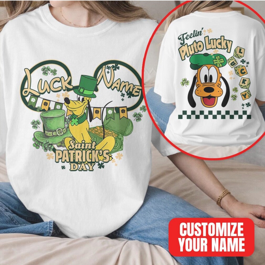 Custom Name Pluto Lucky Saint Patrick's Day Disney Dog Green Hat T Shirt Custom Name Pluto Lucky Saint Patrick's Day Disney Dog Green Hat T Shirt