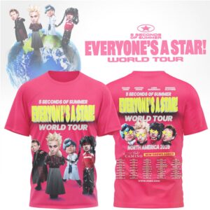 5 Seconds Of Summer Everyone’s A Star World Tour 2026 Pink Graphic T Shirt