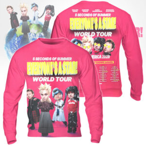 5 Seconds Of Summer Everyone’s A Star World Tour 2026 Pink Graphic T Shirt