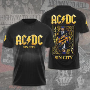 ACDC Sin City Vintage Playing Card Graphic Rock And Roll Fan Apparel Hoodie