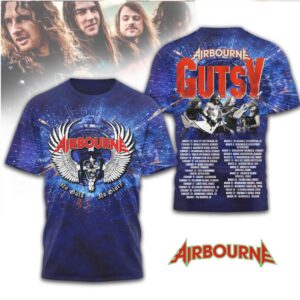 Airbourne No Guts No Glory World Tour Rock Fan Concert tshirt