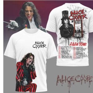Alice Cooper 2026 Alice’s Attic World Tour Vintage Style White Graphic Rock T Shirt Alice Cooper 2026 Alice’s Attic World Tour Vintage Style White Graphic Rock T Shirt