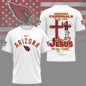 Arizona Cardinals Jesus In My Heart Christian Faith Football Fan T Shirt