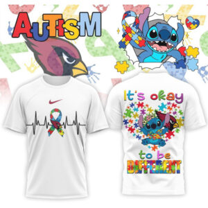 Arizona Cardinals Stitch Autism Awareness It’s Okay To Be Different Graphic Shirt Arizona Cardinals Stitch Autism Awareness It’s Okay To Be Different Graphic Shirt