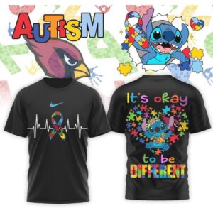 Arizona Cardinals Stitch Autism Awareness It’s Okay To Be Different Graphic Shirt