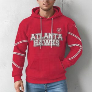 Atlanta Hawks Red Textured Waffle Hoodie Retro Basketball Team Graphic Fan Hoodie