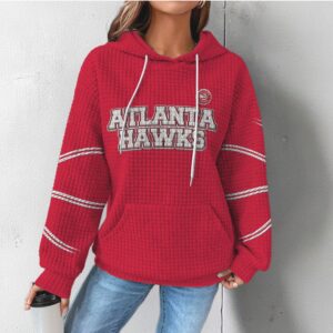 Atlanta Hawks Red Textured Waffle Hoodie Retro Basketball Team Graphic Fan Hoodie
