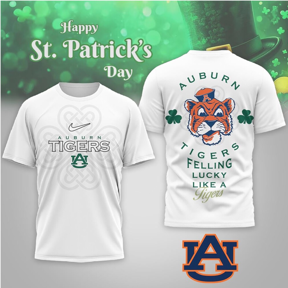 Auburn Tigers St. Patrick's Day Lucky Clover Aubie Mascot Green Graphic Shirt Auburn Tigers St. Patrick's Day Lucky Clover Aubie Mascot Green Graphic Shirt