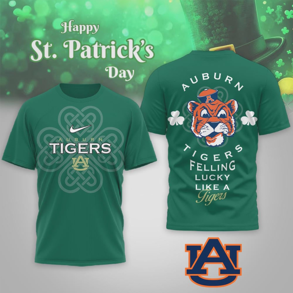 Auburn Tigers St. Patrick’s Day Lucky Clover Aubie Mascot Green Graphic Shirt Auburn Tigers St. Patrick’s Day Lucky Clover Aubie Mascot Green Graphic Shirt