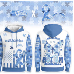 Autism Awareness Seattle Seahawks Puzzle Piece Butterfly Support Blue Ribbon Graphic Hoodie Autism Awareness Seattle Seahawks Puzzle Piece Butterfly Support Blue Ribbon Graphic Hoodie