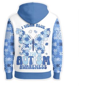 Autism Awareness Seattle Seahawks Puzzle Piece Butterfly Support Blue Ribbon Graphic Hoodie
