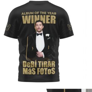 Bad Bunny 2026 Grammy Winner Album Of The Year Gold Glitter Graphic T Shirt Bad Bunny 2026 Grammy Winner Album Of The Year Gold Glitter Graphic T Shirt