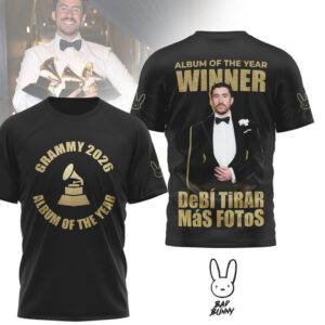 Bad Bunny 2026 Grammy Winner Album Of The Year Gold Glitter Graphic T Shirt