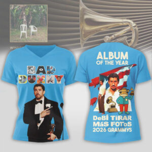 Bad Bunny Album Of The Year 2026 Grammys Blue Vintage 90s Graphic Shirt
