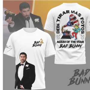 Bad Bunny Album Of The Year Grammy Winner White Graphic Tee Performance Merchandise Bad Bunny Album Of The Year Grammy Winner White Graphic Tee Performance Merchandise