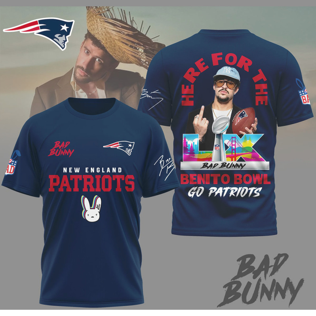 Bad Bunny Benito Bowl New England Patriots Super Bowl LX Music Fan T Shirt Bad Bunny Benito Bowl New England Patriots Super Bowl LX Music Fan T Shirt