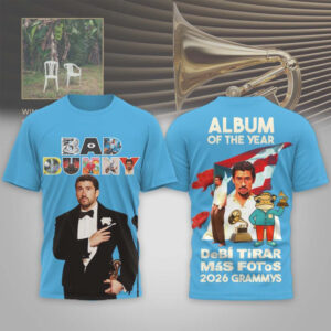 Bad Bunny Grammy Album Of The Year Winner 2026 Blue Graphic Hoodie