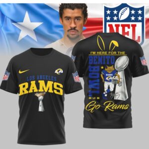 Bad Bunny Los Angeles Rams Benito Bowl Super Bowl LX Championship Fan Graphic T Shirt Bad Bunny Los Angeles Rams Benito Bowl Super Bowl LX Championship Fan Graphic T Shirt