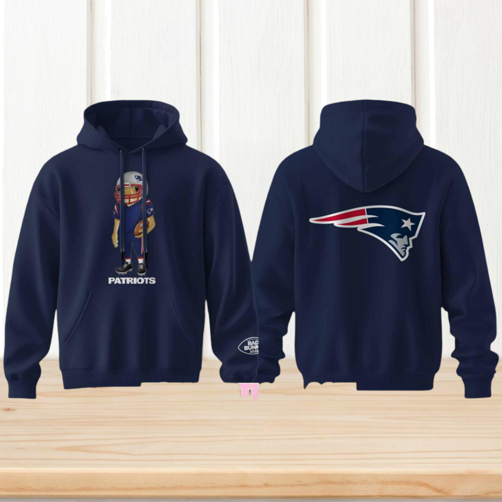 Bad Bunny NFL Concho Colección New England Patriots Navy Blue Graphic Hoodie Bad Bunny NFL Concho Colección New England Patriots Navy Blue Graphic Hoodie