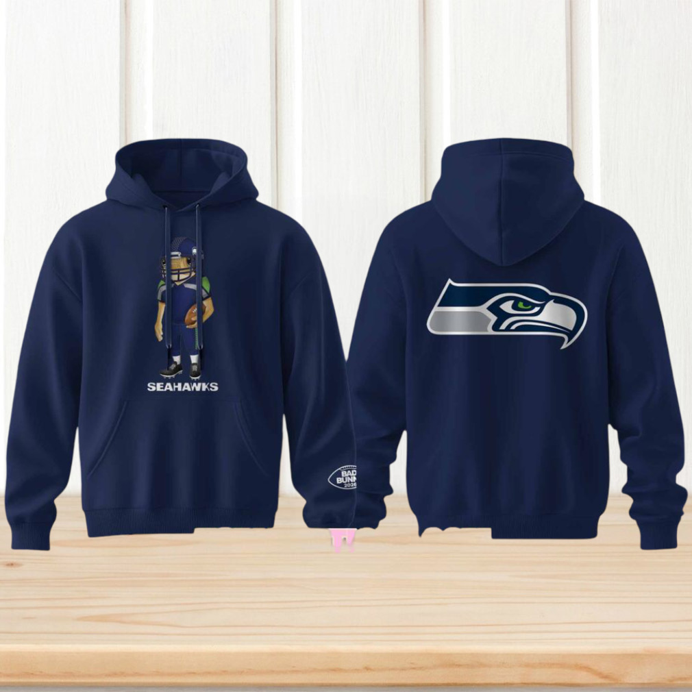 Bad Bunny NFL Concho Colección Seattle Seahawks Navy Blue Limited Edition Graphic Hoodie Bad Bunny NFL Concho Colección Seattle Seahawks Navy Blue Limited Edition Graphic Hoodie
