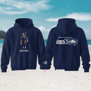Bad Bunny NFL Concho Colección Seattle Seahawks Navy Blue Limited Edition Graphic Hoodie