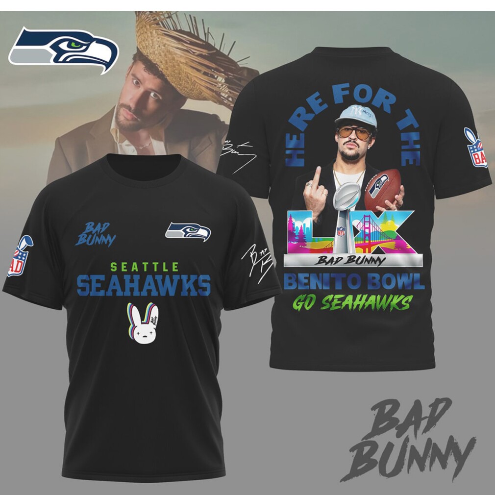 Bad Bunny Seattle Seahawks Benito Bowl Super Bowl LIX Graphic Music Fan Gear T Shirt Bad Bunny Seattle Seahawks Benito Bowl Super Bowl LIX Graphic Music Fan Gear T Shirt
