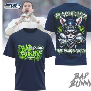 Bad Bunny The Rabbit’s Reign Seattle Seahawks Collaboration Glory Graphic Fan T Shirt Bad Bunny The Rabbit’s Reign Seattle Seahawks Collaboration Glory Graphic Fan T Shirt
