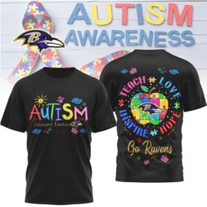 Baltimore Ravens Autism Awareness Teach Love Hope Puzzle Piece Football Fan T Shirt Baltimore Ravens Autism Awareness Teach Love Hope Puzzle Piece Football Fan T Shirt