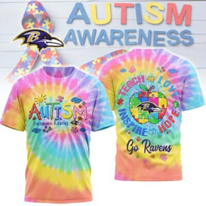 Baltimore Ravens Autism Awareness Teach Love Hope Puzzle Piece Football Fan T Shirt