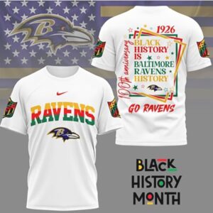 Baltimore Ravens Black History Month 1926 Anniversary NFL Football Fan T Shirt