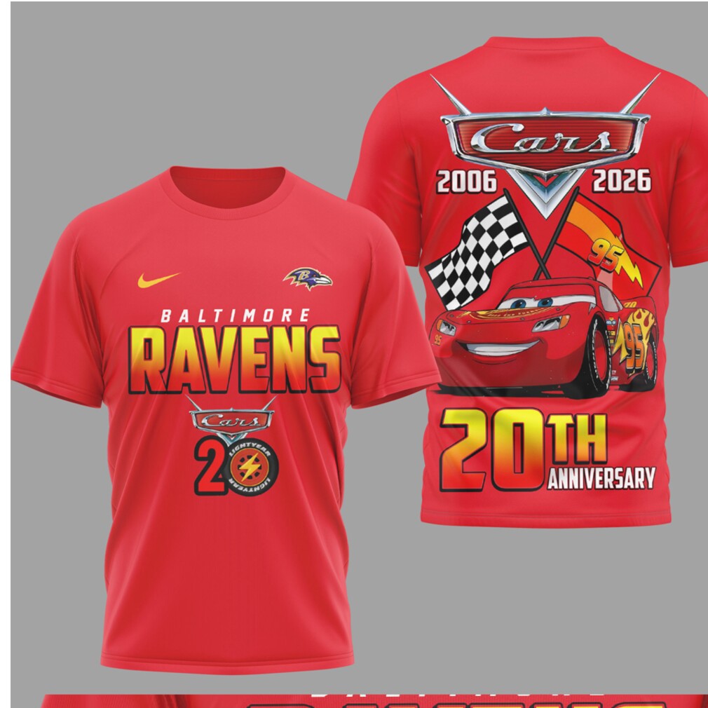Baltimore Ravens Disney Cars Lightning McQueen 20th Anniversary Vintage Style Racing T Shirt Baltimore Ravens Disney Cars Lightning McQueen 20th Anniversary Vintage Style Racing T Shirt