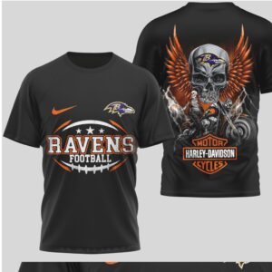 Baltimore Ravens Football Shirt Harley Davidson Skull Wings Graphic T Shirt 222222 Baltimore Ravens Football Shirt Harley Davidson Skull Wings Graphic T Shirt 222222