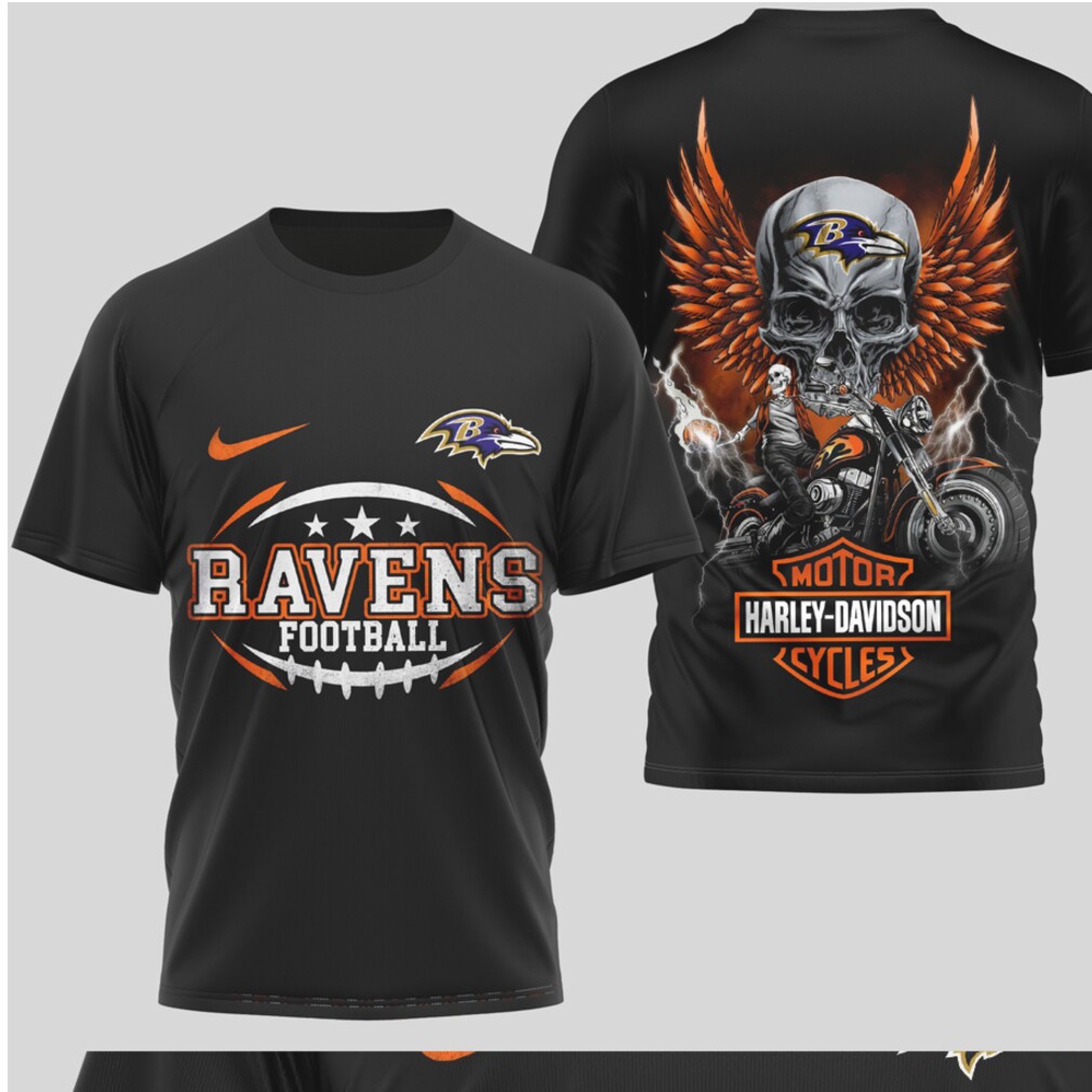 Baltimore Ravens Football Shirt Harley Davidson Skull Wings Graphic T Shirt 222222 Baltimore Ravens Football Shirt Harley Davidson Skull Wings Graphic T Shirt 222222