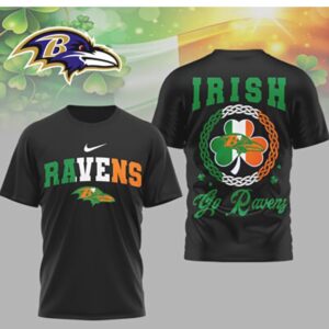 Baltimore Ravens Irish Luck St. Patrick's Day Shamrock NFL Football Fan T Shirt