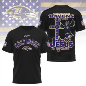 Baltimore Ravens Jesus In My Heart Christian Faith Football Fan Graphic T Shirt