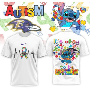 Baltimore Ravens Stitch Autism Awareness Puzzle Ribbon Heartbeat Football Fan Graphic Shirt Baltimore Ravens Stitch Autism Awareness Puzzle Ribbon Heartbeat Football Fan Graphic Shirt