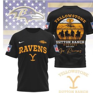 Baltimore Ravens Yellowstone Dutton Ranch Montana T Shirt Baltimore Ravens Yellowstone Dutton Ranch Montana T Shirt