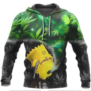 Bart Simpson Smoking Weed Hoodie Green Leaf 420 Trippy Marijuana tshirt