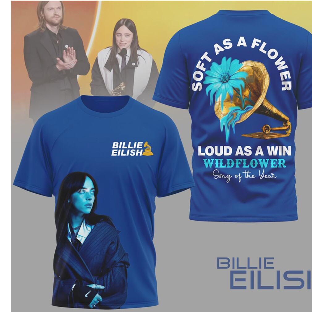 Billie Eilish Wildflower Song Of The Year Blue Graphic Tee Soft As Flower Billie Eilish Wildflower Song Of The Year Blue Graphic Tee Soft As Flower