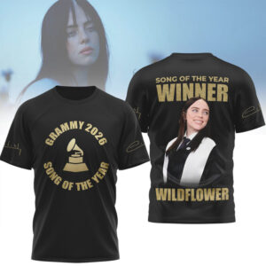 Billie Eilish Wildflower Song Of The Year Grammy 2026 Winner Official T Shirt