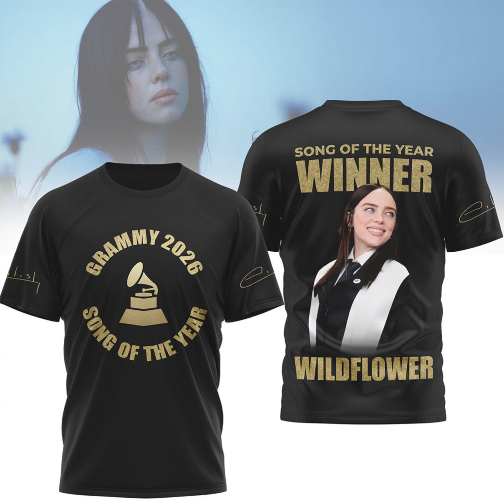 Billie Eilish Wildflower Song Of The Year Grammy 2026 Winner Official T Shirt Billie Eilish Wildflower Song Of The Year Grammy 2026 Winner Official T Shirt
