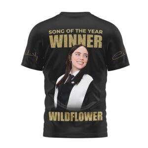 Billie Eilish Wildflower Song Of The Year Grammy 2026 Winner Official T Shirt