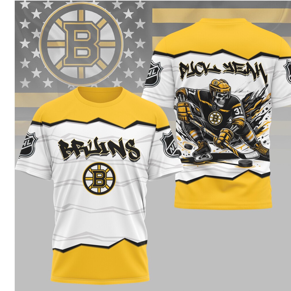 Boston Bruins Puck Yeah Skull Skeleton 90s Style Apparel Shirt Boston Bruins Puck Yeah Skull Skeleton 90s Style Apparel Shirt