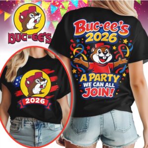 Buc ee’s 2026 A Party We Can All Join Patriotic Red Blue T Shirt